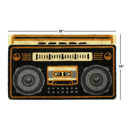 Boombox Doormat, by RugSmith Machine Tufted, Coir, 18" X 30"