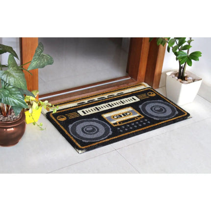 Boombox Doormat, by RugSmith Machine Tufted, Coir, 18" X 30"